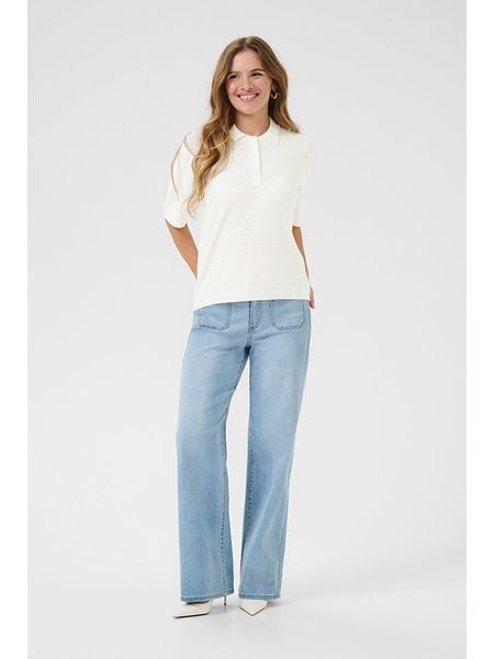 Kaffe Koszulka polo w kolorze kremowym rozmiar: M. Brązowe bluzki damskie Kaffe, m, bez wzorów, bez kołnierzyka, bez ramiączek. Za 91.56 zł.