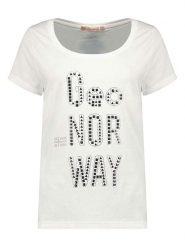 Geographical Norway Koszulka "Jarziza" w kolorze białym rozmiar: XXL. Białe bluzki damskie Geographical Norway, xxl, bez wzorów, z bawełny, bez kołnierzyka, bez ramiączek. Za 39.58 zł.