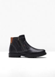 Botki. Czarne buty zimowe męskie bonprix, bez zapięcia. Za 179.99 zł.
