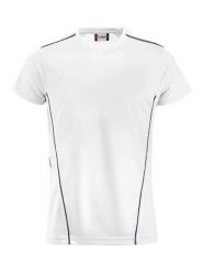Clique Ice Sport-T Koszulka unisex z poliestru z kontrastowymi przeszyciami –. Białe bluzki sportowe damskie CLIQUE, xs, bez kołnierzyka, bez ramiączek. Za 112.54 zł.