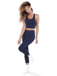 Athleas Top sportowy "Evelin" w kolorze granatowym rozmiar: XS/S. Niebieskie topy damskie Athleas, s, bez wzorów, z materiału, bez ramiączek. Za 130.99 zł.