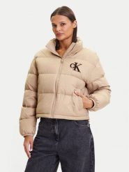 Calvin Klein Jeans Kurtka puchowa Graphic Logo LV047D503G Beżowy Regular Fit. Brązowe kurtki damskie Calvin Klein Jeans, l, bez wzorów, z jeansu, bez kaptura. Za 829.99 zł.