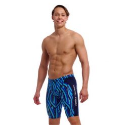 Spodenki do pływania Jammery Funky Trunks Snork City. Niebieskie kąpielówki męskie FUNKY TRUNKS, m, bez wzorów, z elastanu, do pływania. Za 219.00 zł.