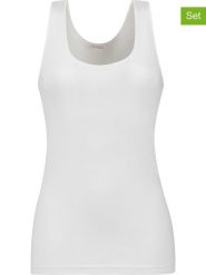 COTONELLA Topy (2 szt.) w kolorze białym rozmiar: XL. Białe topy damskie Cotonella, xl, bez wzorów, z bawełny, bez kołnierzyka. Za 43.99 zł.