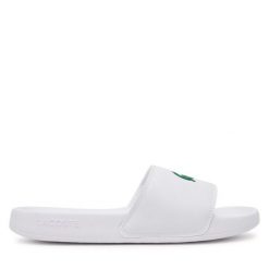 Klapki Lacoste. Białe klapki damskie Lacoste, bez wzorów, bez obcasa. Za 149.99 zł.