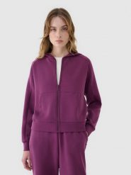 4F Bluza dresowa rozpinana z modalem damska - fioletowa XS. Fioletowe bluzy sportowe damskie 4f, xs, bez wzorów, z dresówki, bez ramiączek, z kapturem. W wyprzedaży za 139.99 zł.