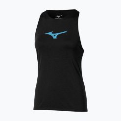 Koszulka do biegania damska Mizuno Core Runbird Tank Top. Czarne topy sportowe damskie Mizuno, l, bez wzorów, z materiału, bez ramiączek. Za 79.99 zł.