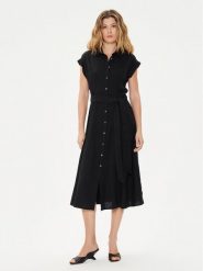 Gap Sukienka koszulowa 857655-02 Czarny Regular Fit. Czarne sukienki damskie GAP, xs, bez wzorów, ze lnu, bez kołnierzyka, bez ramiączek, koszulowe. Za 309.99 zł.