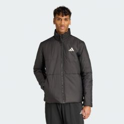 Ocieplana kurtka BSC Climawarm z 3 paskami. Czarne kurtki męskie Adidas, l, bez wzorów, z materiału, klasyczne, bez kaptura. Za 476.90 zł.