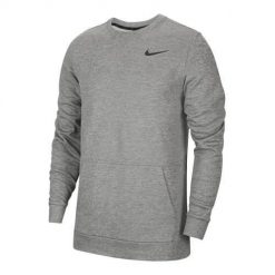 Bluza treningowa męska Nike Therma. Szare bluzy bez kaptura męskie Nike, bez wzorów, sportowe, bez kołnierzyka, bez ramiączek. Za 299.00 zł.