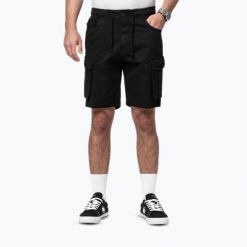 Spodenki męskie Pitbull Proctor Drawstring Cargo. Czarne szorty męskie PITBULL, bez wzorów, z bawełny. Za 179.99 zł.