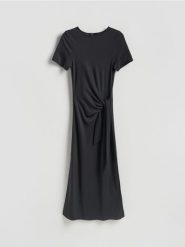 Sukienka midi z modalem - ciemnoszary. Szare sukienki damskie Reserved, na co dzień, l, bez wzorów, z dzianiny, bez kołnierzyka, bez ramiączek, midi, proste. Za 119.99 zł.