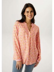 Aniston Bluzka w kolorze pomarańczowo-różowym rozmiar: 36. Pomarańczowe bluzki damskie Aniston, bez wzorów, z wiskozy, bez kołnierzyka, bez ramiączek. Za 173.99 zł.