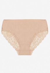 Beżowe Majtki Figi z Koronkowymi Wstawkami Amiora. Brązowe figi damskie Renee, l, bez wzorów, z bawełny. Za 19.99 zł.
