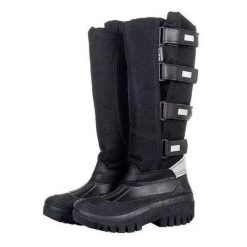 Termiczne botki jeździeckie HKM Kodiak. Czarne buty zimowe męskie HKM, ze skóry, bez zapięcia. Za 279.50 zł.