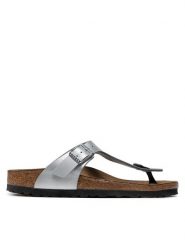 Birkenstock Japonki Gizeh Bs 0043853 Srebrny. Szare klapki damskie Birkenstock, bez wzorów, ze skóry, bez obcasa. Za 299.00 zł.