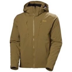 Kurtka narciarska Helly Hansen Alpha 4.0. Brązowe kurtki męskie Helly Hansen, l, bez wzorów, z dzianiny, bez kaptura. Za 1,789.50 zł.
