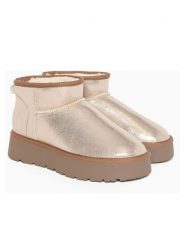 ISLAND BOOT Botki "Miley" w kolorze beżowym rozmiar: 36. Brązowe botki damskie Island Boot, z materiału, bez obcasa, na platformie, bez zapięcia. Za 128.55 zł.