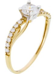 OR ÉCLAT Złoty pierścionek "Coup de foudre" z cyrkoniami rozmiar: 62. Białe pierścionki damskie Or Éclat, z cyrkonią, złote. Za 600.99 zł.