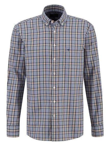 FYNCH-HATTON Koszula - Casual fit - w kolorze niebiesko-pomarańczowym rozmiar: M. Niebieskie koszule męskie Fynch-Hatton, m, bez wzorów, z bawełny, bez kołnierzyka, bez ramiączek. Za 86.99 zł.