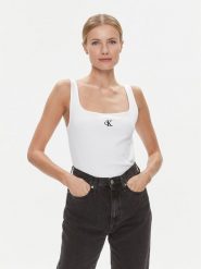 Calvin Klein Jeans Top J20J223192 Biały Relaxed Fit. Białe topy damskie Calvin Klein Jeans, l, bez wzorów, z bawełny, bez kołnierzyka. Za 89.99 zł.