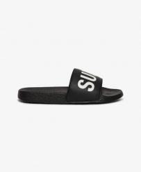 Superdry Pool Sliders klapki z profilowaną wkładką – Black. Czarne klapki damskie Superdry., bez wzorów, z poliesteru, bez obcasa. Za 152.50 zł.