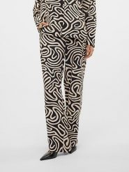Vero Moda Spodnie w kolorze czarno-beżowym rozmiar: M. Brązowe spodnie materiałowe damskie Vero Moda, bez wzorów, z materiału, klasyczne, z podwyższonym stanem. Za 125.45 zł.