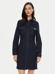 Calvin Klein Jeans Sukienka jeansowa J20J225064 Granatowy Slim Fit. Niebieskie sukienki damskie Calvin Klein Jeans, s, bez wzorów, z bawełny, bez kołnierzyka, bez ramiączek. Za 359.99 zł.