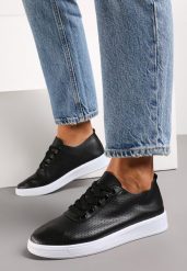 Czarne Tenisówki przed Kostkę Sznurowane z Perforacją Tennia. Czarne trampki i tenisówki damskie Born2be, bez wzorów, przed kostkę. Za 54.99 zł.