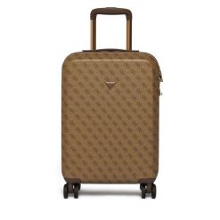 Walizka kabinowa Guess. Brązowe walizki Guess, z aplikacjami. Za 699.99 zł.