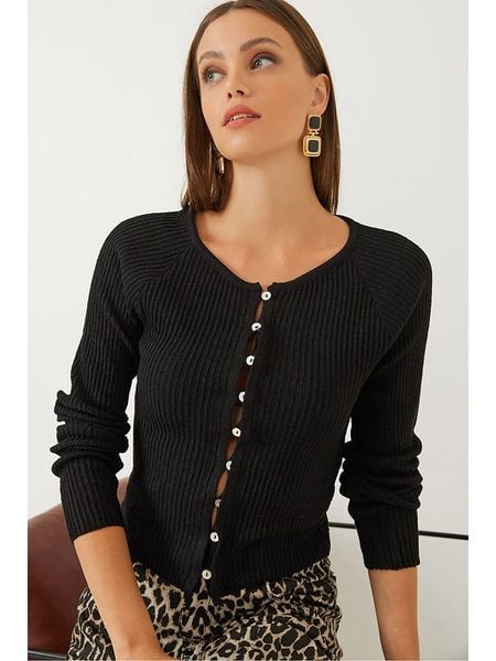 Bianco Lucci Kardigan w kolorze czarnym rozmiar: onesize. Czarne kardigany damskie Bianco Lucci, bez wzorów, prążkowane. Za 73.99 zł.