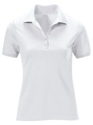 Heine Koszulka polo w kolorze białym rozmiar: 42. Białe bluzki damskie Heine, bez wzorów, bez kołnierzyka, bez ramiączek. Za 50.45 zł.