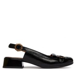 Czółenka Fly London. Czarne czółenka damskie Fly London, bez wzorów, bez obcasa. Za 716.99 zł.