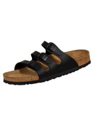 Klapki damskie Birkenstock Florida Birkoflor. Czarne klapki damskie Birkenstock, bez wzorów, z jeansu, bez obcasa. Za 671.00 zł.