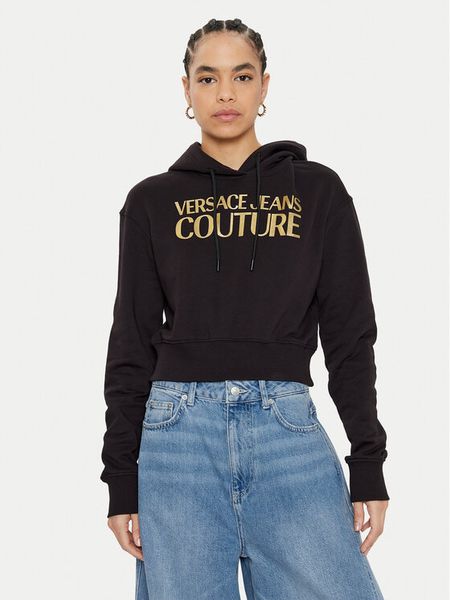 Versace Jeans Couture Bluza 78HAIT01 Czarny Regular Fit. Czarne bluzy bez kaptura damskie Versace Jeans Couture, s, z bawełny. Za 479.99 zł.