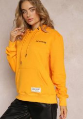 Pomarańczowa Bluza z Nadrukiem na Tyle i Kapturem oraz Kieszonką Stelletta. Brązowe bluzy z kapturem damskie Renee, xl, z bawełny. Za 99.99 zł.