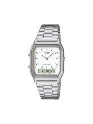 Casio Zegarek AQ-230A-7DMQYES Srebrny. Szare, analogowe zegarki męskie Casio, srebrne. Za 219.99 zł.