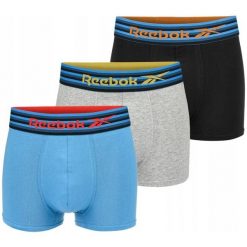 Bokserki majtki męskie bawełniane 3 pary REEBOK TRUNK KENT. Niebieskie bokserki męskie Reebok, bez wzorów, z bawełny. Za 95.00 zł.