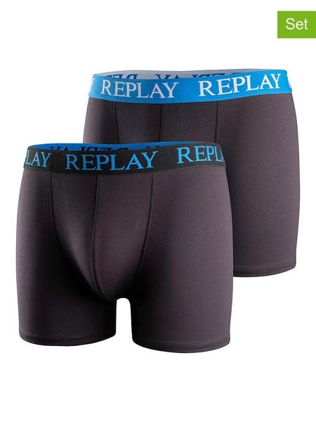 Replay Underwear Bokserki (2 pary) w kolorze czarnym rozmiar: S. Czarne bokserki męskie Replay Underwear, bez wzorów. Za 43.99 zł.