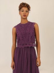 APART Top w kolorze fioletowym rozmiar: 36. Różowe topy damskie Apart, bez wzorów, z koronki, bez kołnierzyka. Za 183.45 zł.