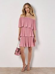 Apricot Sukienka w kolorze jasnoróżowym rozmiar: XS. Różowe sukienki damskie Apricot, na co dzień, xs, bez wzorów, bez kołnierzyka, bez ramiączek, midi, proste. Za 104.99 zł.