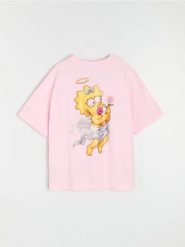 Bawełniana koszulka z nadrukiem The Simpsons - różowy. Czerwone t-shirty damskie Sinsay, l, bez wzorów, z bawełny, bez kołnierzyka. Za 29.99 zł.