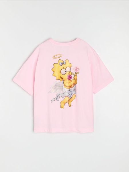 Bawełniana koszulka z nadrukiem The Simpsons - różowy. Czerwone t-shirty damskie Sinsay, l, bez wzorów, z bawełny, bez kołnierzyka. Za 29.99 zł.