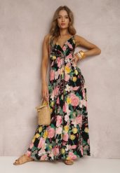 Czarna Sukienka Kydite. Czarne sukienki damskie Renee, l, bez wzorów, eleganckie, bez kołnierzyka, bez ramiączek, maxi, kopertowe. W wyprzedaży za 69.99 zł.