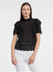 Orsay Bluzka w kolorze czarnym rozmiar: M. Czarne bluzki damskie ORSAY, m, bez wzorów, z koronki, bez kołnierzyka, bez ramiączek. Za 56.99 zł.