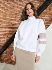 Bluza - kremowy. Białe bluzy bez kaptura damskie Sinsay, l. Za 49.99 zł.
