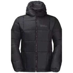 Męska Ocieplana Kurtka Bergland INS. Czarne kurtki męskie Jack Wolfskin, m, bez wzorów, z puchu, sportowe, bez kaptura. Za 606.99 zł.