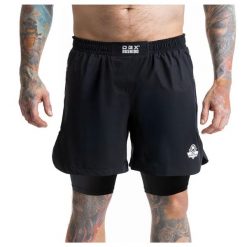 Spodenki Shorty MMA z leginsami czarne DBX Bushido. Czarne szorty męskie DBX BUSHIDO, bez kołnierzyka. Za 159.99 zł.