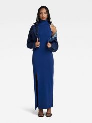 G-Star Sukienka w kolorze niebieskim rozmiar: L. Niebieskie sukienki damskie G-Star, l, bez wzorów, z bawełny, retro, bez kołnierzyka, bez ramiączek, maxi. Za 221.88 zł.