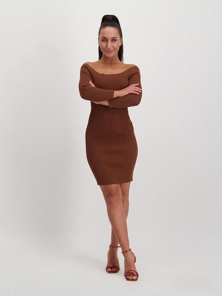 Steve Madden Sukienka "Aren" w kolorze jasnobrązowym rozmiar: L. Brązowe sukienki damskie Steve Madden, l, bez wzorów, prążkowane, bez kołnierzyka, bez ramiączek, mini. Za 83.42 zł.